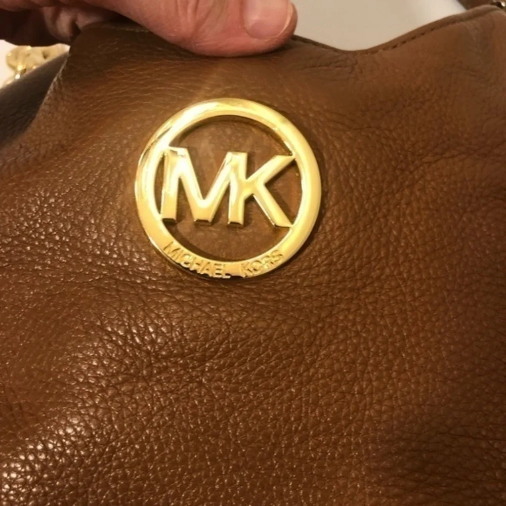 Michael kors brown leather triple compartment bag